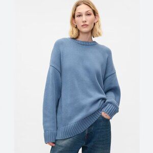 Gap 100% cotton oversized boyfriend sweater in Bainbridge Blue Size Large